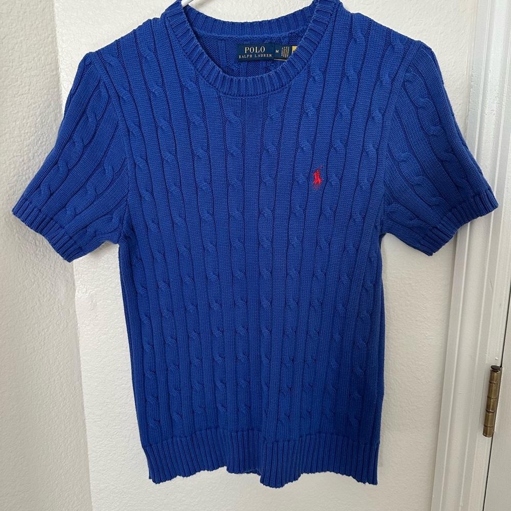Polo by Ralph Lauren Women's Royal Blue Cable Knit Top